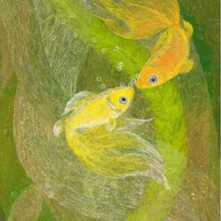 Vibrant Green Underwater World with Goldfish Oil Painting - Exquisite Hand-Painted Art from Dafen Village Studio, Perfect for Modern Home Decor