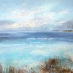 Abstract Minimalist Sea and Beach Oil Painting – Hand-Painted Canvas Wall Art Decor, Ready to Hang