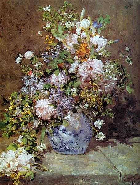 Secure ‘Spring Bouquet’ by Renoir – Vibrant Floral Oil Painting Reproduction – Dafen Village Handcrafted Impressionist Art for Sale