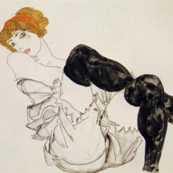 Woman in Black Stockings by Egon Schiele – 1913 Vienna Artwork, Custom Oil Painting Reproduction, Dafen Village Art Studio