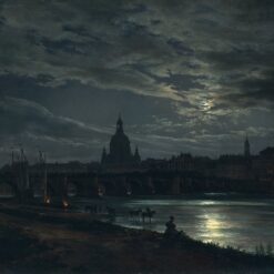 Buy View of Dresden by Moonlight Reproduction – Dahl’s 1839 Masterpiece – Handcrafted by Dafen Village Artists