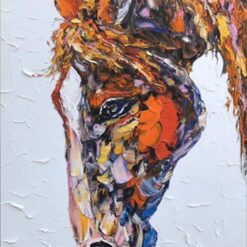 Modern Abstract Horse Oil Painting – Custom Horse Art for Elegant Home Decor by Dafen Village Studio