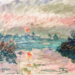 Claude Monet's Coucher de Soleil à Lavacourt - Custom Oil Painting for Classic Art Collection