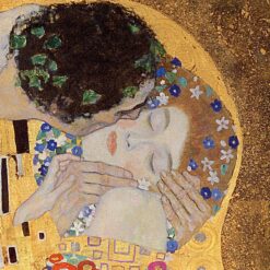 Hand-painted Gustav Klimt 'The Kiss' 1907-08 (Detail) – Beautiful Art Nouveau Detail from the Masterpiece of Passion