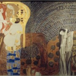 Hand-painted Gustav Klimt 'Beethoven Frieze – The Hostile Forces' 1902 Fresco – Iconic Art Nouveau Depiction of Struggle