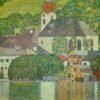 Gustav Klimt 'Church in Unterach on Attersee-Lake' Oil Painting – Art Nouveau Landscape on Canvas