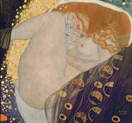 Gustav Klimt ‘Danaë’ Oil Painting Reproduction – Classic Art Nouveau Female Nude on Canvas