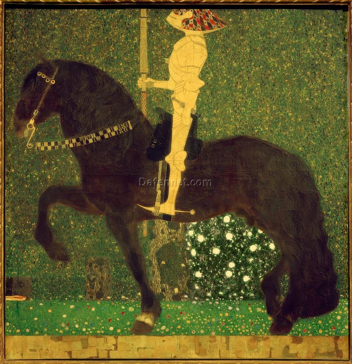 Gustav Klimt ‘Life is a Struggle (Knight; The Golden Knight)’ Oil Painting – Art Nouveau Allegory of Battle and Strength