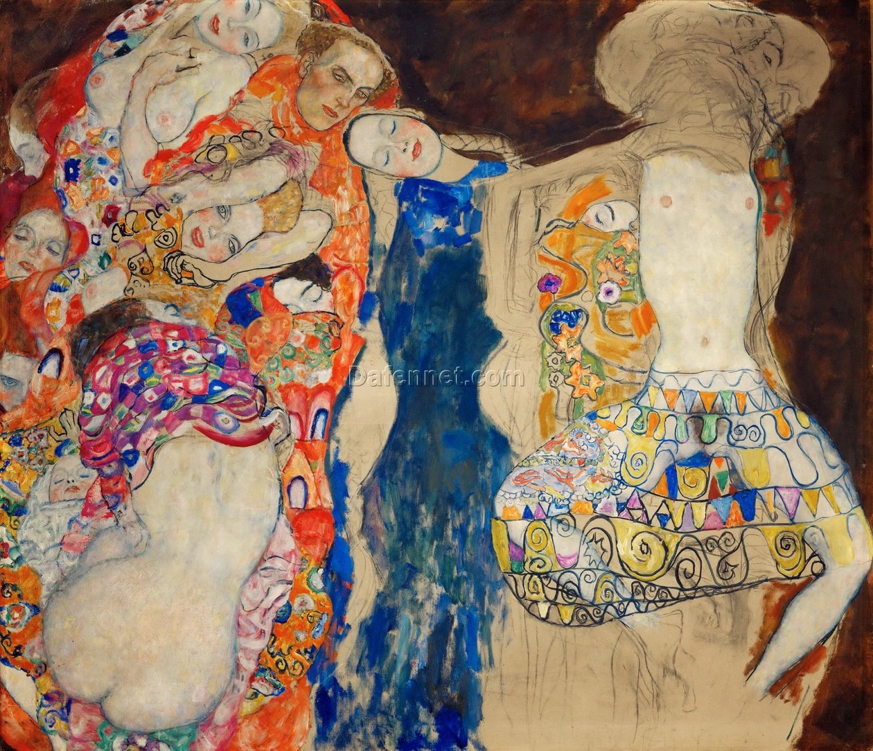 Gustav Klimt ‘The Bride’ 1918 Oil Painting – Elegant Art Nouveau Representation of a Bride in Rich Detail