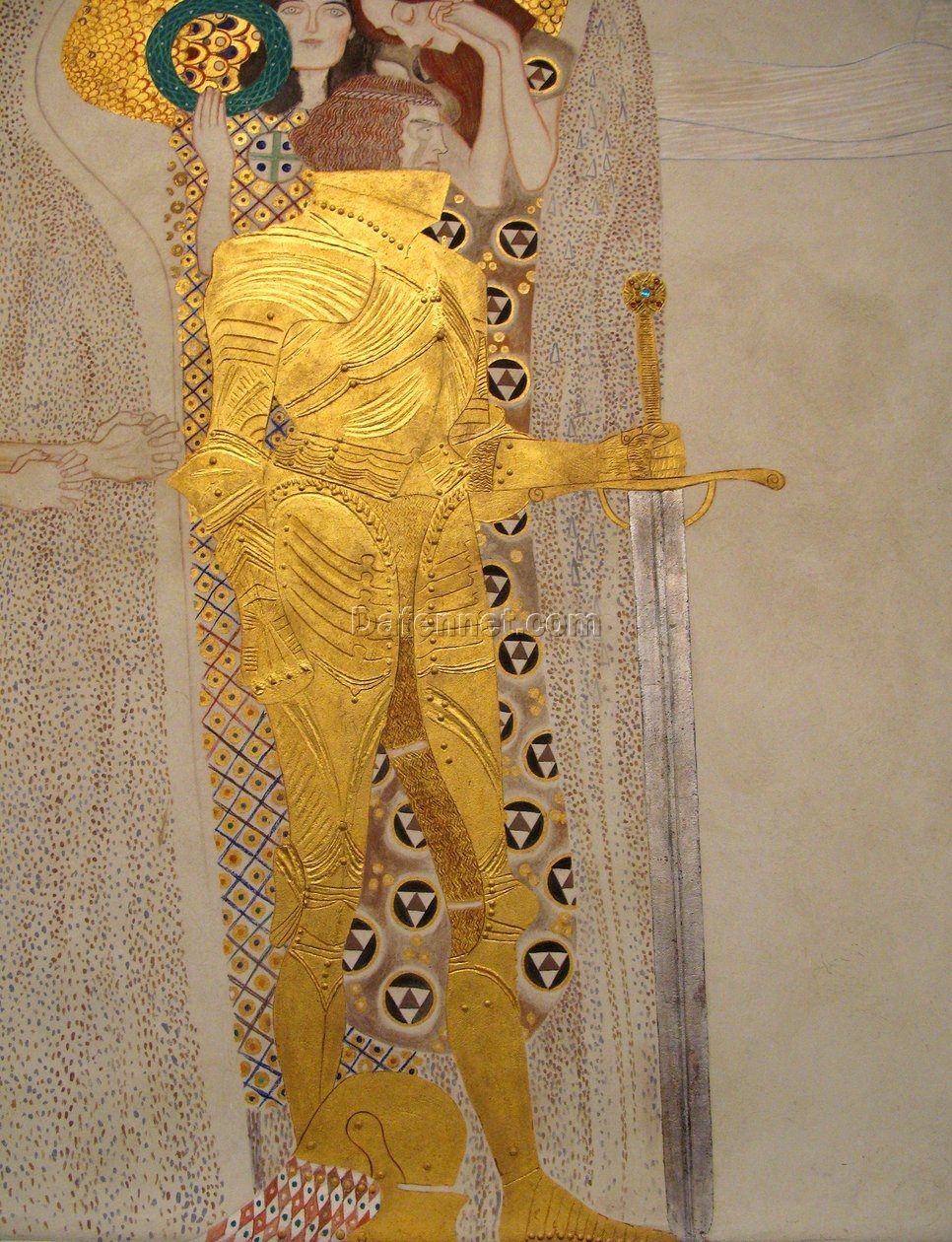 Gustav Klimt ‘The Beethoven Frieze (Detail: Knight in Shining Armor)’ – Elegant Art Nouveau Study of the Knight in Beethoven Mural