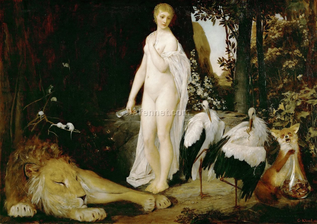 Buy Gustav Klimt ‘The Fable’ 1883 Oil Painting – Beautiful Art Nouveau Allegorical Masterpiece with Symbolic Meaning