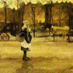 Hand-painted Replica of Vincent van Gogh's 'A Girl in the Street, Two Coaches in the Background' 1882 - Dafen Village Oil Painting Studio