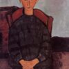 Amedeo Modigliani "A Young Girl with a Black Overall" 1918 - Authentic Oil Painting Reproduction | Custom Size Available | Dafen Village Art Studio