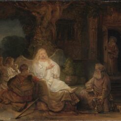 Hand-painted Rembrandt 'Abraham Serving the Angels' 1646 – A Profound Religious Artwork