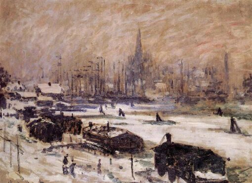 Impressionist Winter Painting: Amsterdam in the Snow 1874 by Claude Monet | Custom Oil Painting from Dafen Village