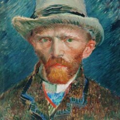 Impressionist Self Portrait with a Grey Felt Hat by Van Gogh, 1887 - Fine Art Oil Painting for Home Decor
