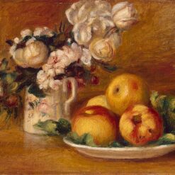 Buy "Apples and Flowers" by Pierre-Auguste Renoir – Elegant Still Life Painting Reproduction on Canvas | Dafen Village