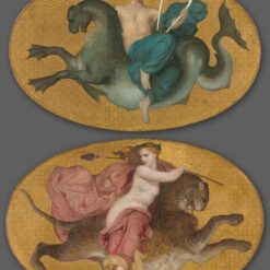 Custom Oil Paintings of Bouguereau's "Arion on a Sea Horse" and "Bacchante on a Panther" | Elegant 1855 Artwork Pair from Dafen Village