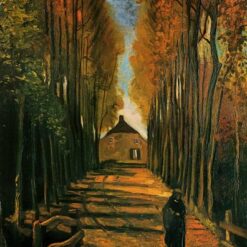 Authentic Van Gogh Avenue of Poplars at Sunset Replica – 1884 Evening Landscape by Dafen Village Artists
