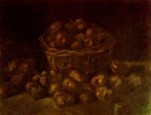 High-Quality Reproduction of Van Gogh’s Basket of Potatoes – Vintage 1885 Oil Art for Rustic Decor from Dafen Village Studio