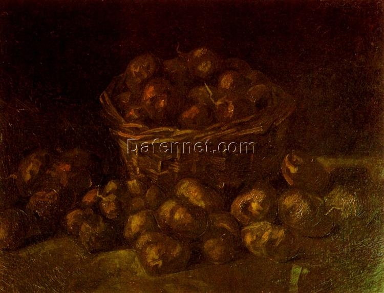 High-Quality Reproduction of Van Gogh’s Basket of Potatoes – Vintage 1885 Oil Art for Rustic Decor from Dafen Village Studio