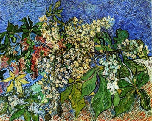 High-Quality Reproduction of Van Gogh’s Blossoming Chestnut Branches – Elegant 1890 Floral Oil Painting from Dafen Village Studio