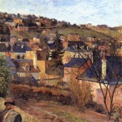 Blue Roofs of Rouen" by Paul Gauguin 1884 - Hand-Painted Oil Painting Reproduction | Captivating Urban Landscape in Rich Blues