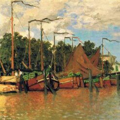 Hand-Painted Boats at Zaandam by Claude Monet - 1871 Oil Painting Reproduction from Dafen Village Studio