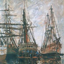 Vintage Impressionist Oil Painting of Boats on the Seine (1873) by Claude Monet - Masterpiece Reproduction for Your Home