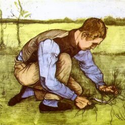 High-Quality Reproduction of Van Gogh’s Boy Cutting Grass with a Sickle – Vintage 1881 Oil Painting from Dafen Village Studio
