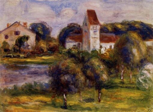 Custom Oil Painting Reproduction of Pierre-Auguste Renoir’s “Breton Landscape: Church and Orchard” – Tranquil French Landscape Art from Dafen Village
