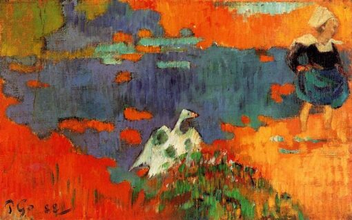 Buy Paul Gauguin’s “Breton Woman and Goose by the Water” 1888 – Premium Oil Painting Reproduction | Custom Handcrafted Canvas Art