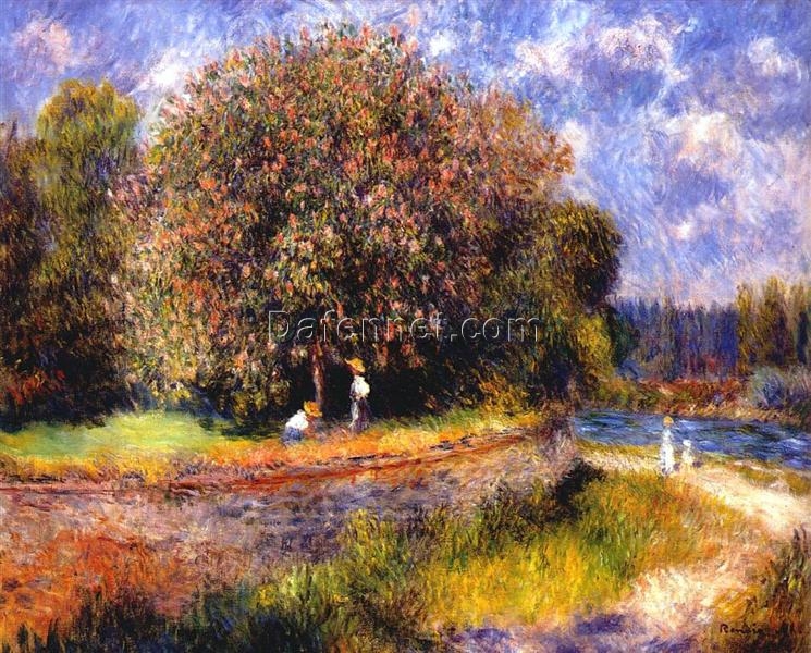 Reproduction of Pierre-Auguste Renoir’s “Chestnut Tree Blooming” – Hand-Painted Oil Painting of Lush Spring Scene on Canvas | Dafen Village