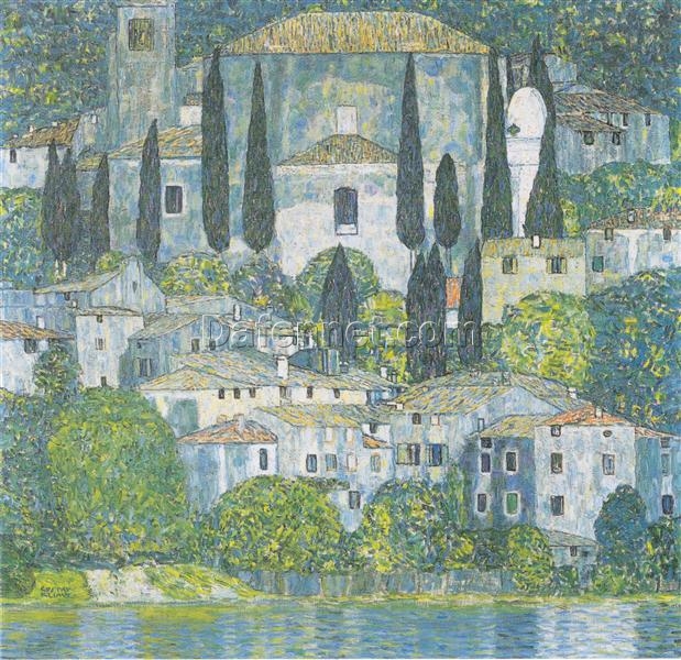 Gustav Klimt “Church in Cassone” (1913) – Hand-Painted Oil Painting Reproduction of Stunning Italian Landscape