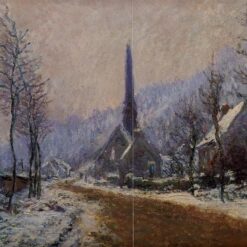 Claude Monet's Church at Jeufosse, Snowy Weather – High-Quality Oil Painting Reproduction, Stunning Winter Scene