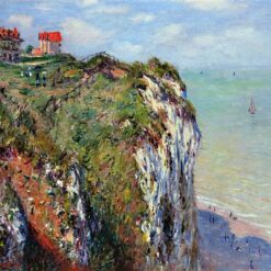Premium Reproduction of Claude Monet's Cliff at Dieppe (1882) - Impressionist Style Oil Painting