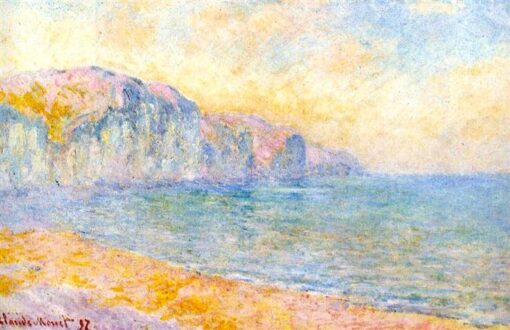 Beautiful Hand-Painted Landscape Oil Painting – “Cliffs at Pourville, Morning” (1897) by Claude Monet, Created in Dafen Village Studio