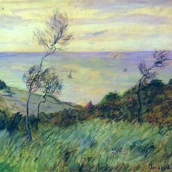 Authentic Claude Monet Reproduction: Cliffs of Varengeville, Gust of Wind, 1882 - Impressionist Style Oil Painting