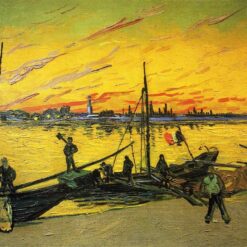 Authentic Van Gogh Coal Barges Replica – Classic 1888 Waterfront Artwork by Dafen Village Artists