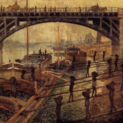 Hand-Painted Reproduction of Monet's Coal Dockers (1875) – High-Quality Impressionist Oil Painting by Dafen Village Artists