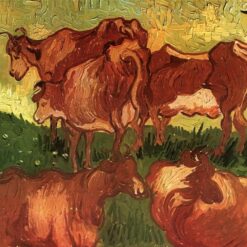 Handmade Vincent van Gogh Cows (1890) Oil Painting – Fine Art Reproduction by Dafen Village