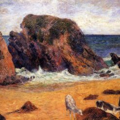 Paul Gauguin "Cows on the Seashore" 1886 - Oil Painting Reproduction | Tranquil Landscape of Cows by the Sea