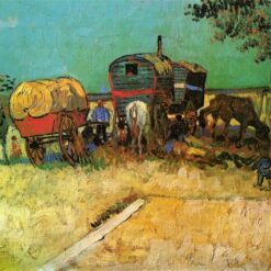 Unique Encampment of Gypsies with Caravans Oil Painting – Hand-Painted Van Gogh Masterpiece from Dafen Village