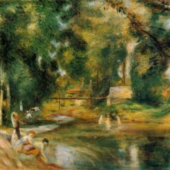 Renoir "Essoyes Landscape Washerwoman and Bathers" 1900 – Premium Oil Painting Reproduction from Dafen Village Art Studio