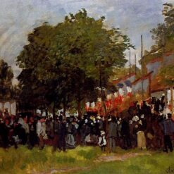 Hand-painted Claude Monet Festival at Argenteuil 1872 Impressionist Oil Painting – Vibrant Festival Scene from Dafen Village