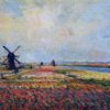 Reproduction of Fields of Flowers and Windmills near Leiden by Claude Monet – Hand-Painted 1886 Oil Painting for Classic Home Decor from Dafen Village