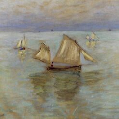 Claude Monet’s Seascape: Fishing Boats at Pourville (1882) – Handcrafted Oil Painting from Dafen Village Art Studio