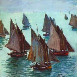 Claude Monet 1868 Fishing Boats, Calm Sea - Fine Art Reproduction of Classic Impressionist Seascape