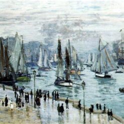 Stunning Fishing Boats Leaving the Harbor, Le Havre Oil Painting Reproduction – Dafen Village Artists’ Craftsmanship