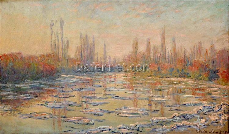Custom Claude Monet Floating Ice on the Seine (1880) Oil Painting | Dafen Village Studio’s Expert Craftsmanship